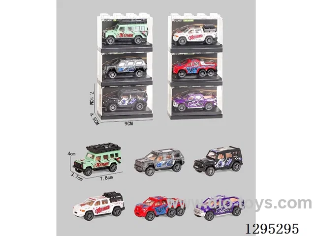 1:64 Pull-Back Die-Cast Cars, 6 mixed