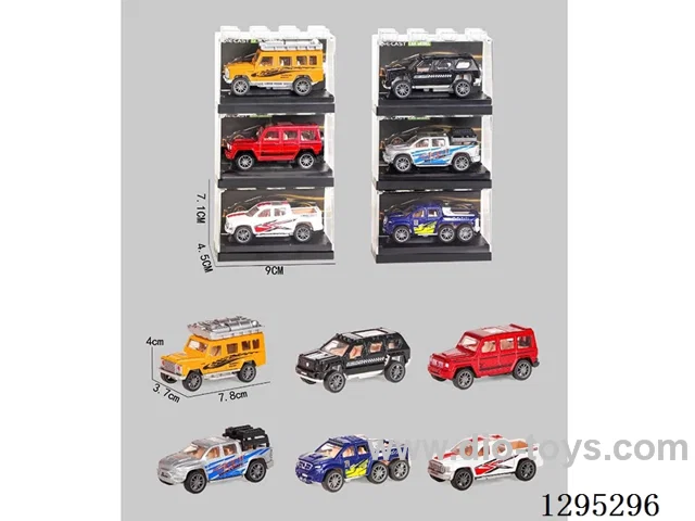 1:64 free wheel Die-Cast Coaster Cars, 6 mixed