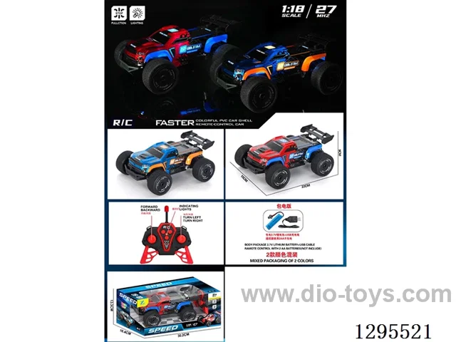 1:18 4ch Off-Road RC Car with Lights (included battery, 27 MHz)