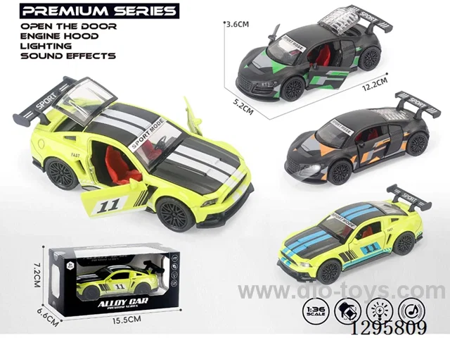 1:36 Die-Cast pull back 3-Door Sound & Light Sports Car (Racing Edition)