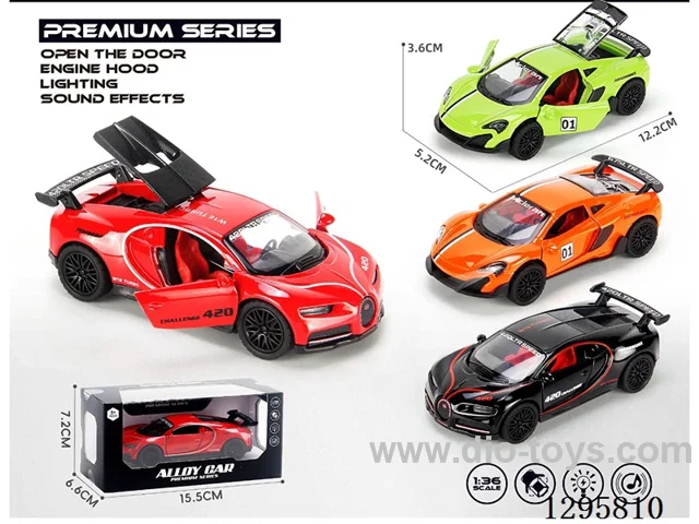 1:36 Die-Cast pull back 3-Door Sound & Light Sports Car (Racing Edition)
