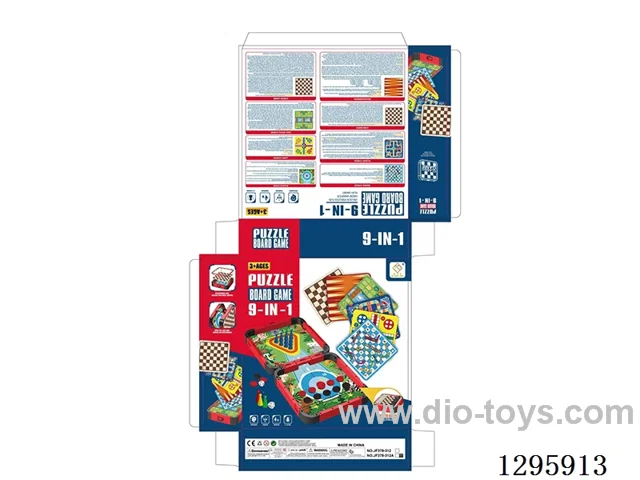 9-in-1 Board Game (Magnetic): Chess + Checkers + Backgammon + Yellow Flying Chess + Snake & Ladder + Animal Flying Chess + Beast Battle Chess + Bowling Game + Curling Game + Catapult Game