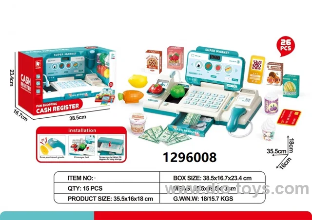Electric cashier machine toy in window box