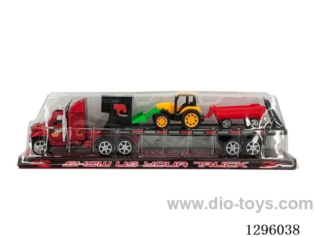 4 colors Inertia Tractor with 1 Free Wheel Farm Truck + 1 Dump Truck