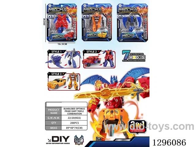Bumblebee, Optimus Prime, and Darts Tri-Combiner