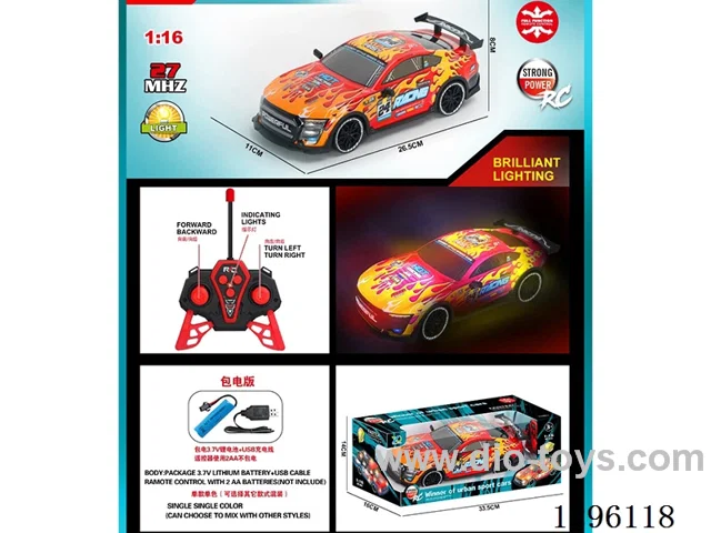 1:16 4ch RC Race Car with light(27 MHz, included battery)