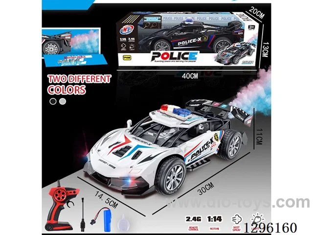 1:14 5ch 2.4G RC Police Car with Spray and Lights (included battery)2 colors