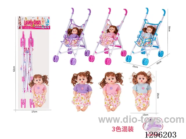 Plastic Stroller with 12-inch Doll