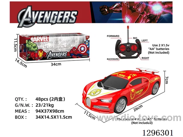 1:16 4ch Iron Man RC Car with Lights (Included Batteries)
