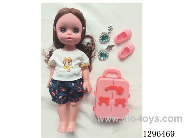 14-inch IC Doll with Suitcase and Earrings