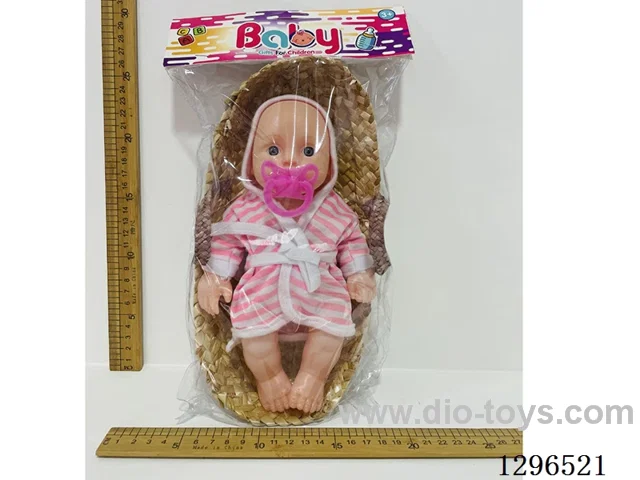 10-inch Woven Basket Seated Doll with Pacifier/IC