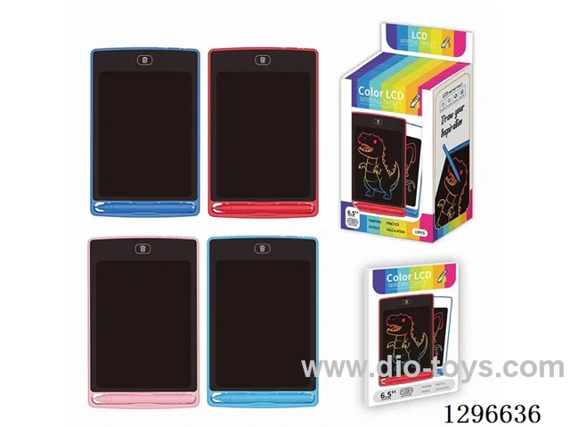 12PCS 4 Colors, 6.5-inch ABS LCD Writing Board, Color Screen (included battery: CR2025)