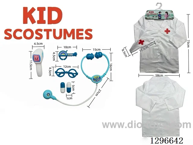 Children’s Pretend Play DIY Costume Role-Playing Red Cross Doctor Outfit + 6 PCS (Thickened Version) White