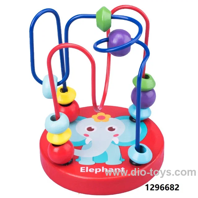 Wooden Cartoon beads toy in color box