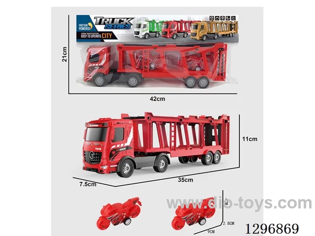 Fire Truck Inertia Trailer (includes 2 pull-back motorcycles)