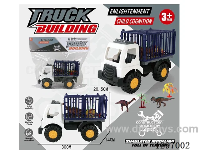 30 cm Free Wheel Construction Truck with 2 Dinosaurs