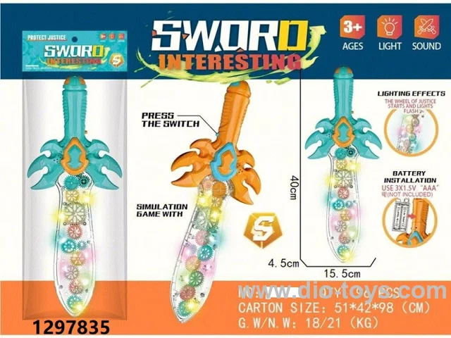 BO Sword toy with lighting & sound in PVC header bag