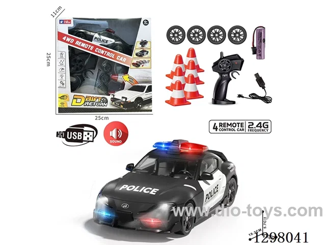 4WD Drift Police RC Car, Batteries Included