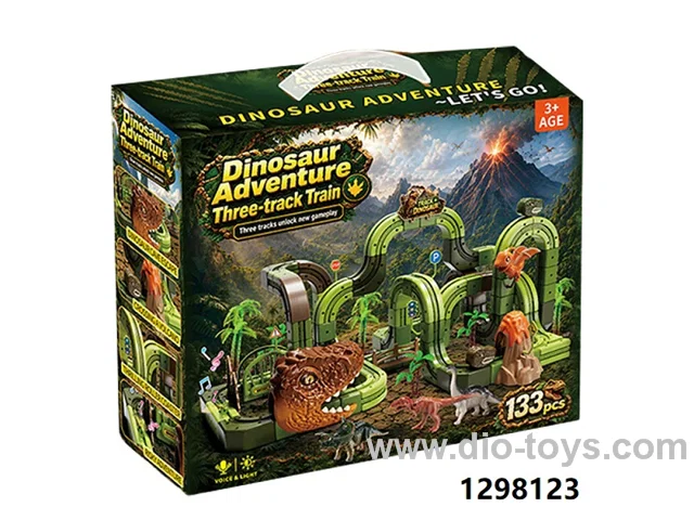 133 PCS Dinosaur Racing Track in color box