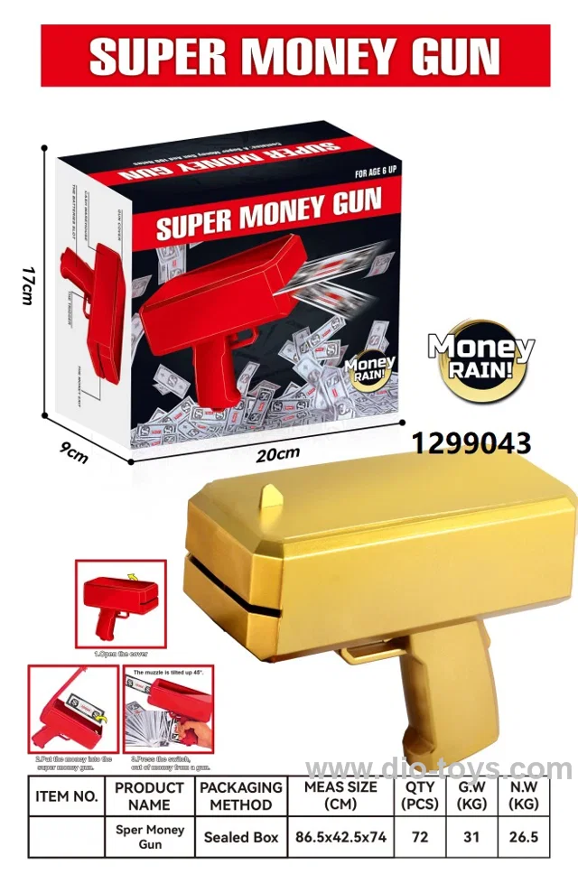 Cash Spray Cannon Bling Out Notes Shooter  gun in color box