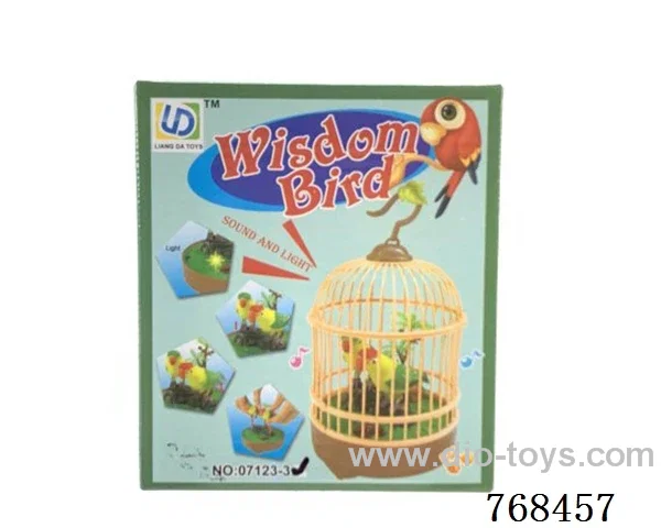 Voice controlled bird cage for two birds with light
