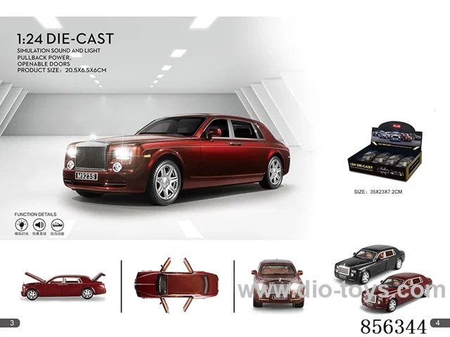 1:24 pull back alloy car W L/M in 4pcs display box