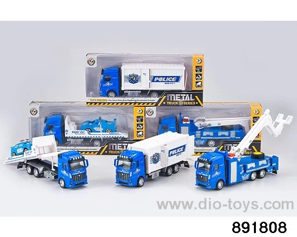 1:32 Pull back alloy rescue police car in window box