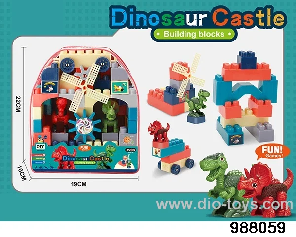 Brainstorming Building Blocks for Dinosaur World in PVC packsack 55PCS