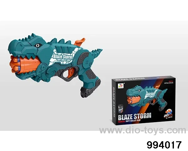 Dinosaur soft bullet gun (10 round heads+10 suction cups+2 aiming cans) in color box