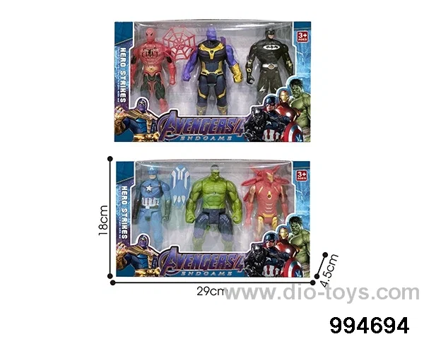 3pcs 16CM Avengers Alliance dolls with lights (2 mixed) in window box