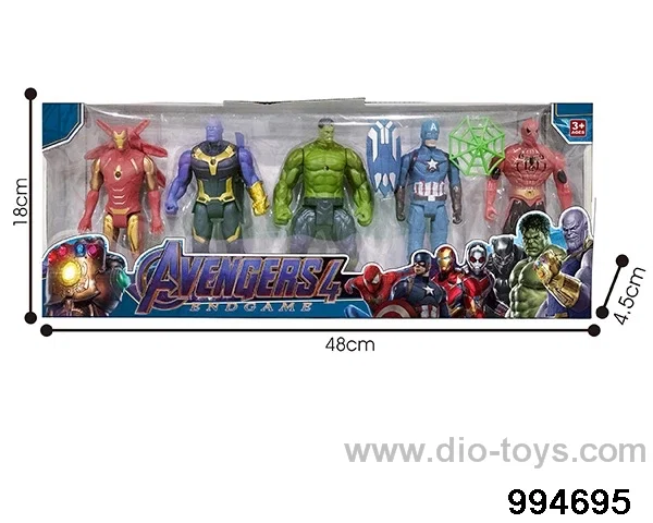5pcs 16CM Avengers Alliance dolls with lights in window box