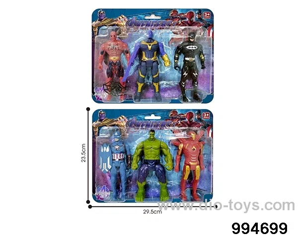 3pcs 16CM Avengers Alliance dolls with lights (2 mixed) in blister
