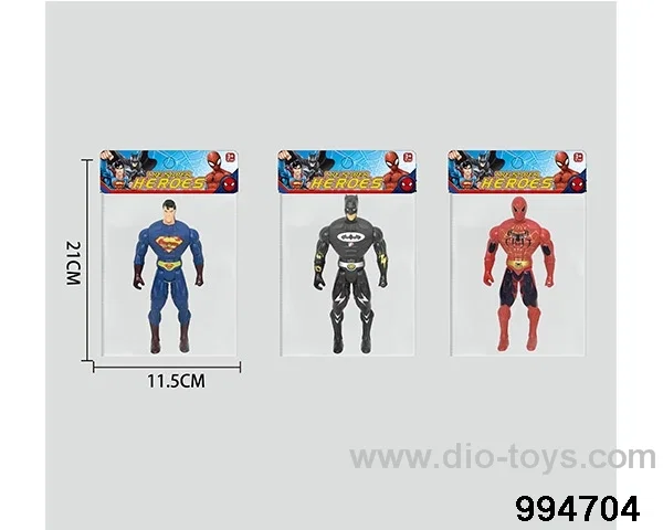 Spiderman Batman Superman 16CM with light in poly bag header