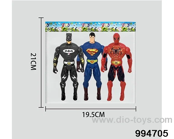 3pcs Spider-Man Batman Superman 16CM with lights in opp bag