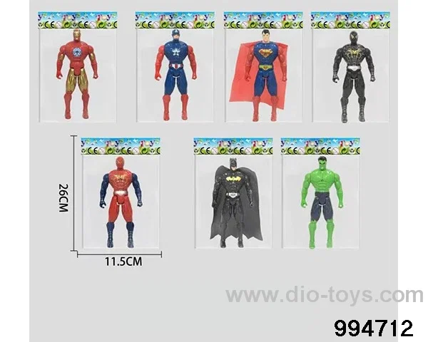 Spider-Man Batman Superman USA Captain Hulk Black Spider-Man Iron 21CM in opp bag