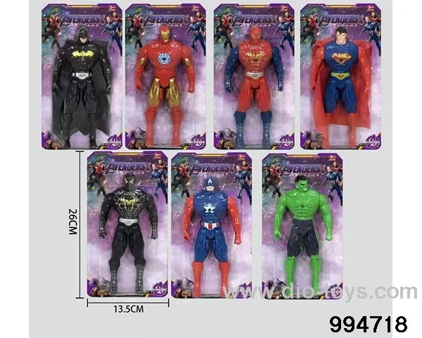 Spider-Man Batman Superman USA Captain Hulk Black Spider-Man Iron 21CM in blister