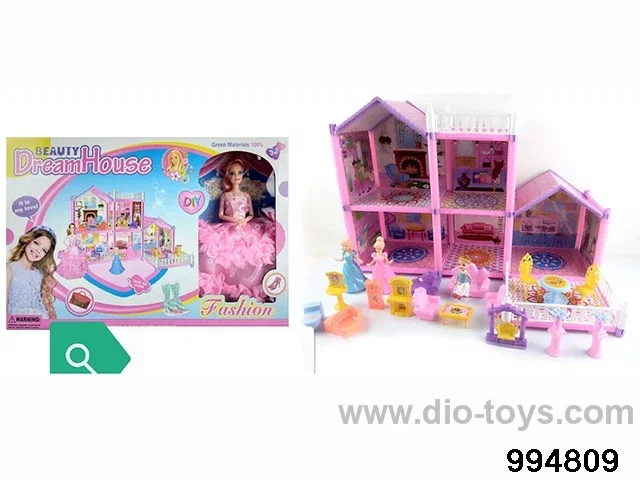 DIY villa set with doll in window box