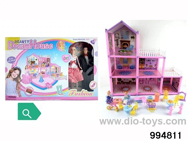 DIY villa set with doll in window box