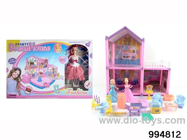 DIY villa set with doll in window box