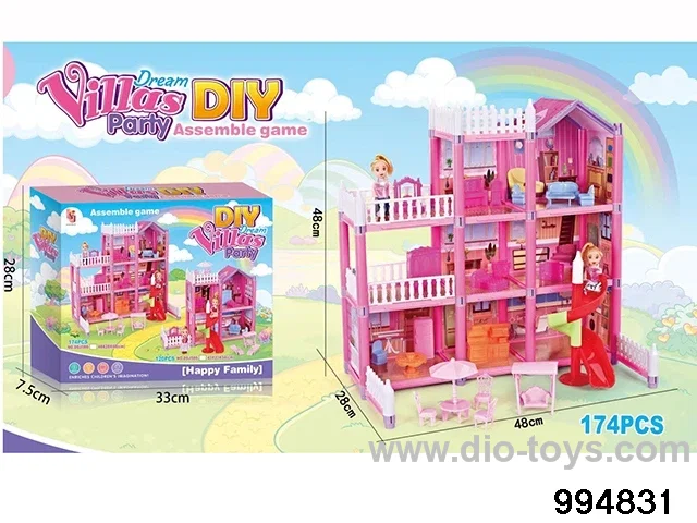 DIY villa set with slide in color box