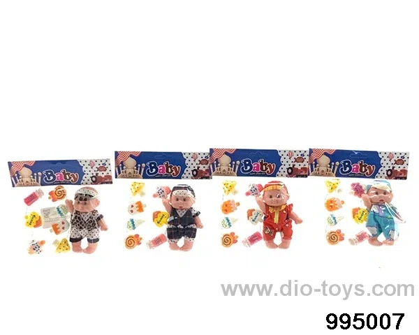 5-inch enamel small cartoon doll with dessert plastic sheet in PP bag with header