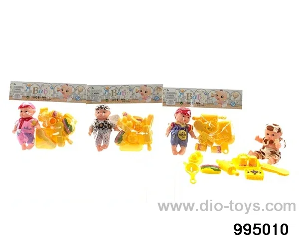 5-inch enamel expression doll with 10 dessert sets in PP bag with header