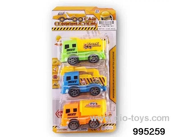 Sliding cartoon engineering vehicle in 3pcs Blister card
