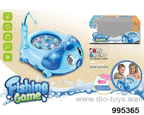 Pig disk fishing game with music in window box