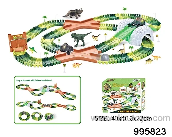 Electric dinosaur track in 192PCS color box