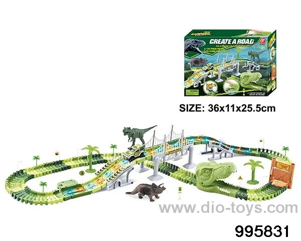Electric dinosaur track in 140PCS color box