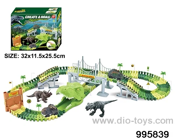 Electric dinosaur track in 144PCS color box