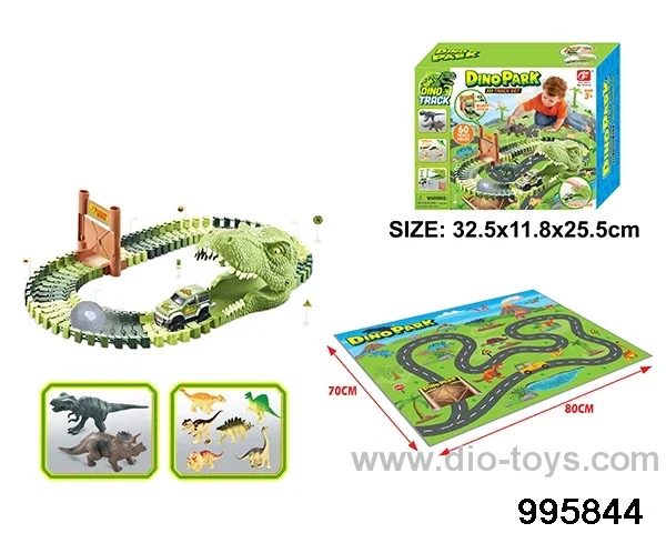 Electric dinosaur track in 60PCS color box