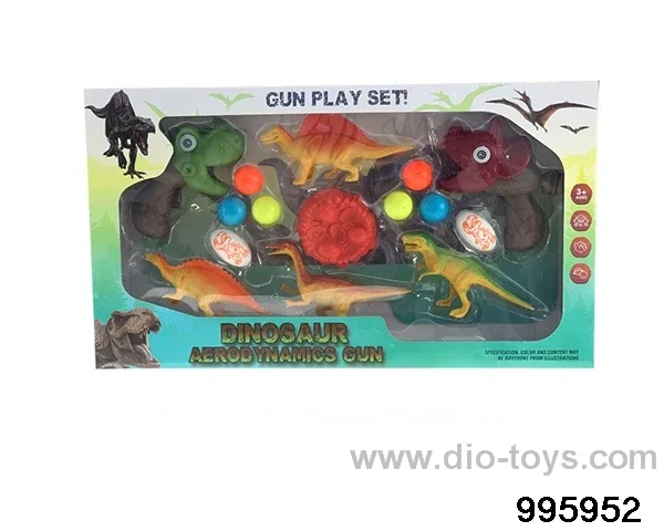 Table tennis gun+dinosaur in window box