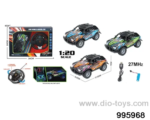 1:20 4ch PVC shell short card off-road rc racing cool LED light suspended steering wheel in window box